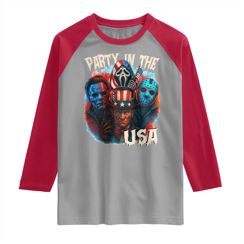 Funny Creepy 4th Of July Party In The USA Raglan Shirt 4th Of July Horror Movie Independence Day - Wonder Print Shop