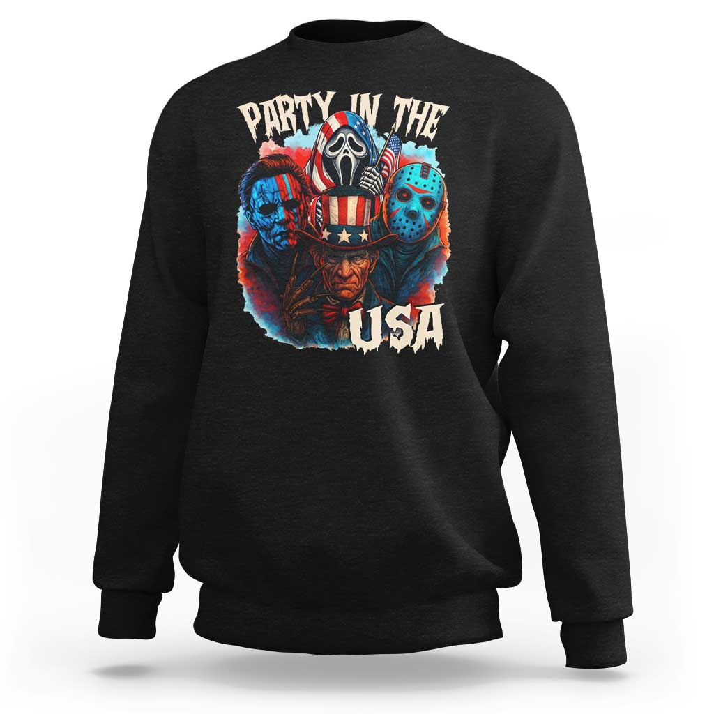 Funny Creepy 4th Of July Party In The USA Sweatshirt 4th Of July Horror Movie Independence Day - Wonder Print Shop