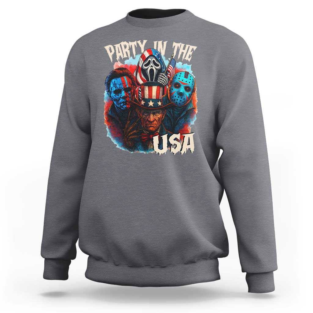 Funny Creepy 4th Of July Party In The USA Sweatshirt 4th Of July Horror Movie Independence Day - Wonder Print Shop