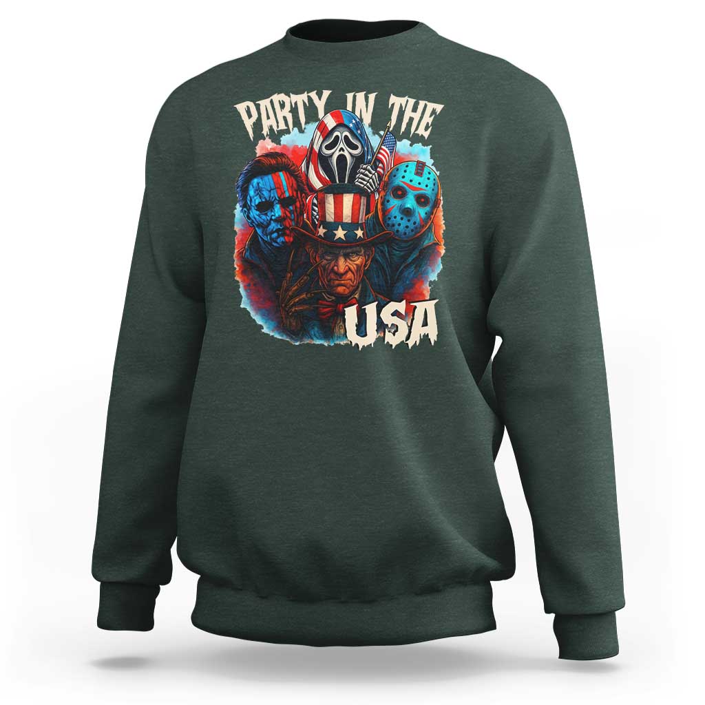 Funny Creepy 4th Of July Party In The USA Sweatshirt 4th Of July Horror Movie Independence Day - Wonder Print Shop