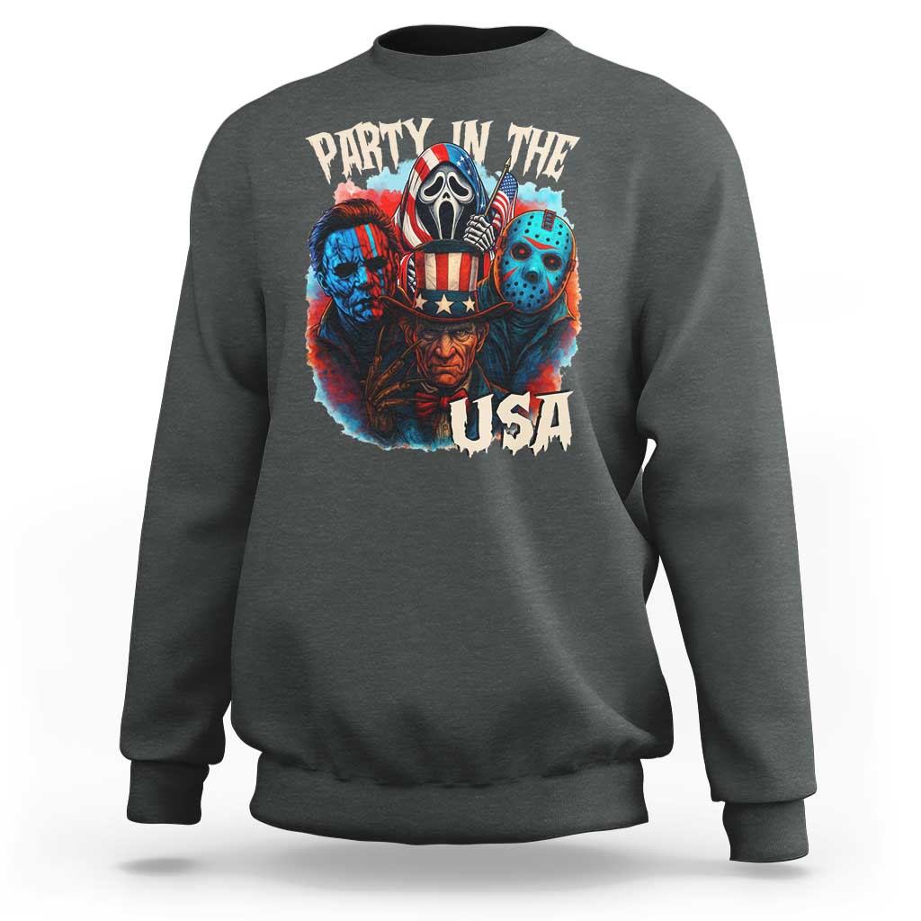 Funny Creepy 4th Of July Party In The USA Sweatshirt 4th Of July Horror Movie Independence Day - Wonder Print Shop