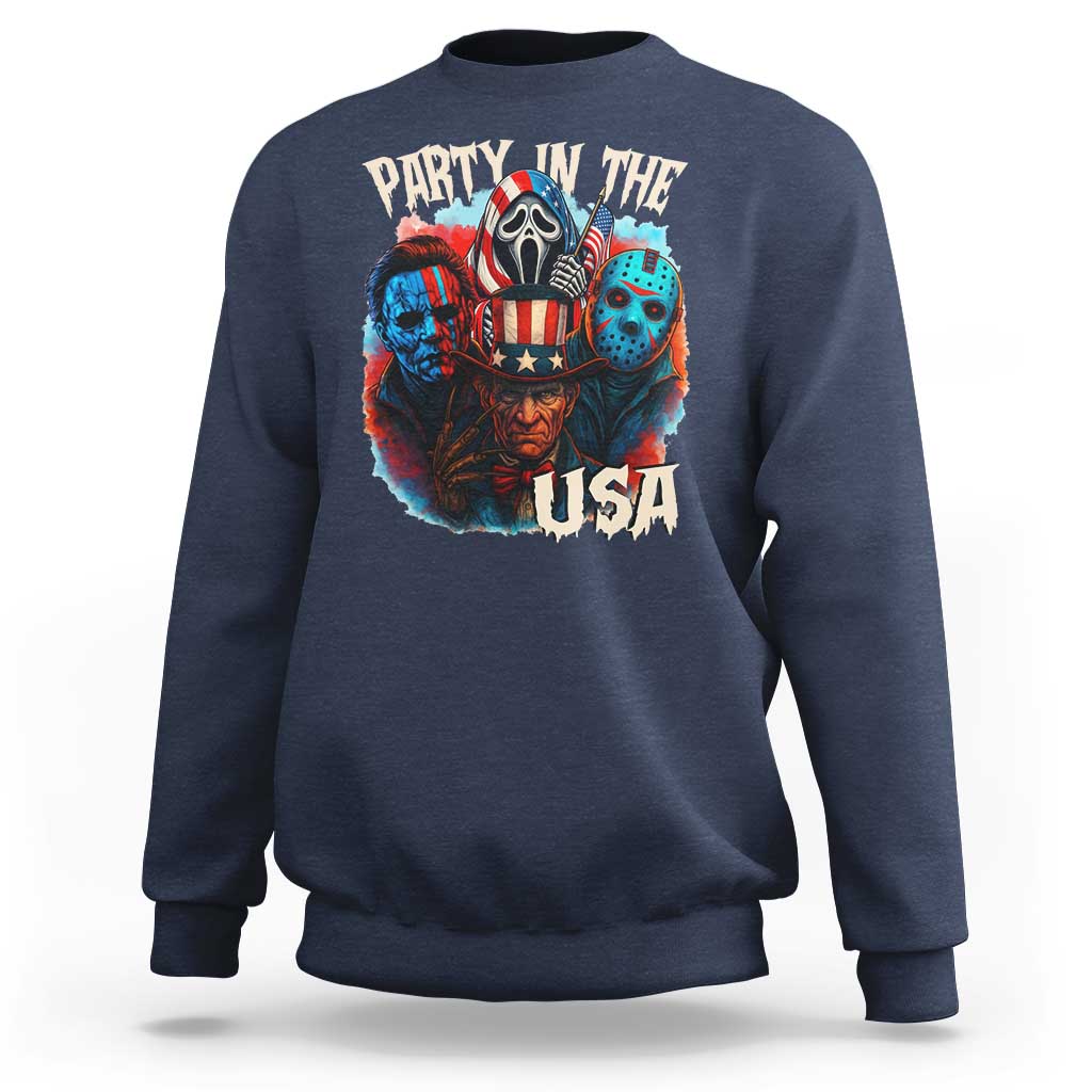 Funny Creepy 4th Of July Party In The USA Sweatshirt 4th Of July Horror Movie Independence Day - Wonder Print Shop