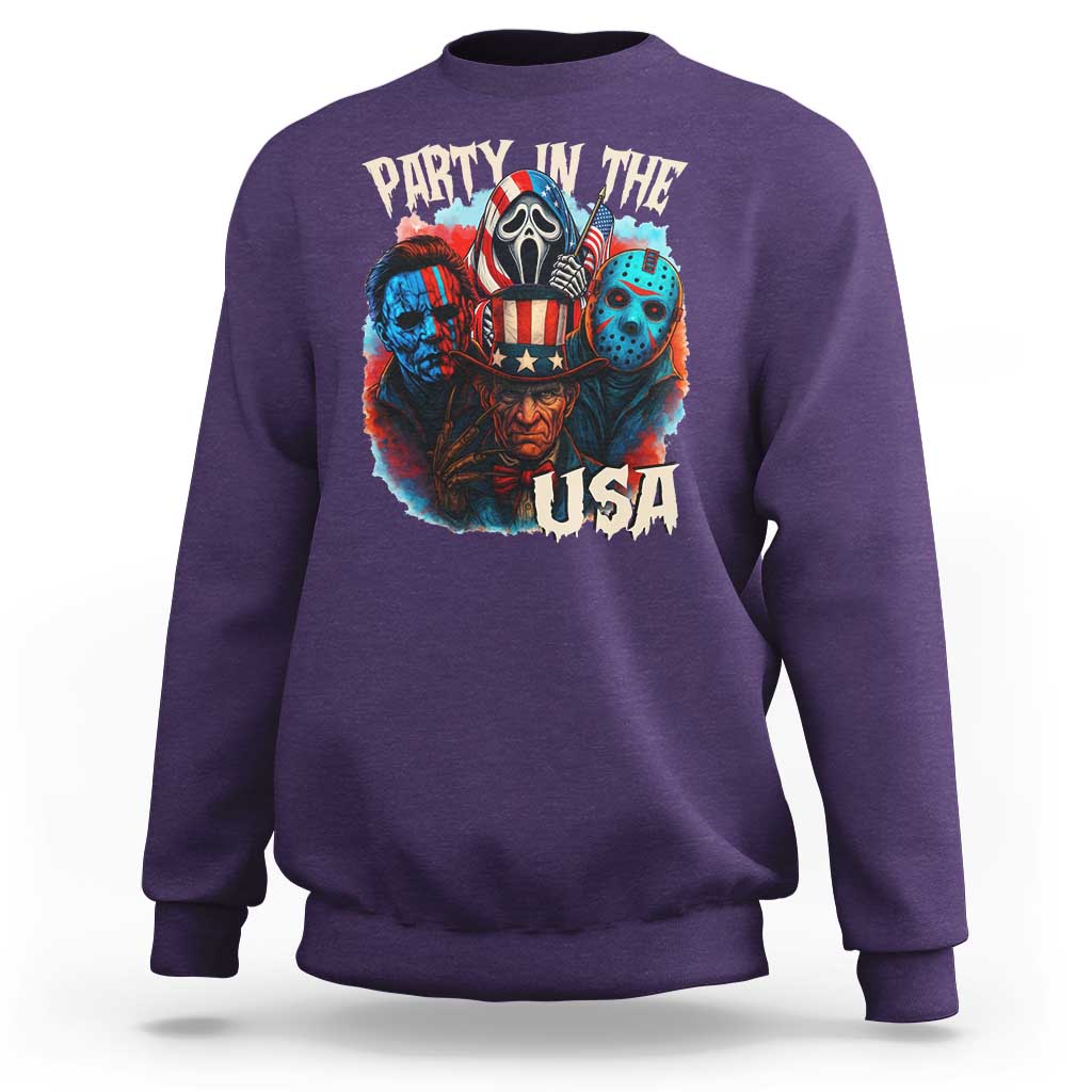 Funny Creepy 4th Of July Party In The USA Sweatshirt 4th Of July Horror Movie Independence Day - Wonder Print Shop