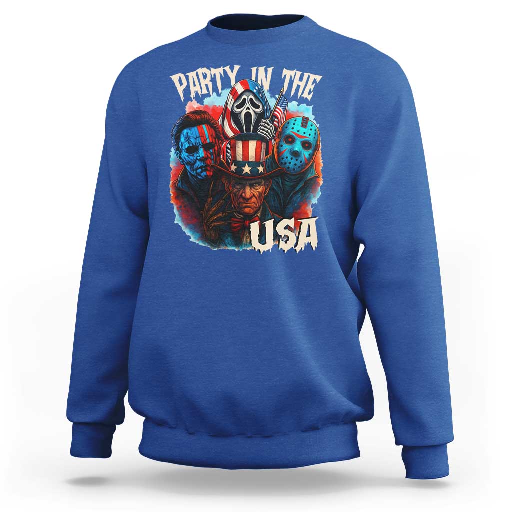 Funny Creepy 4th Of July Party In The USA Sweatshirt 4th Of July Horror Movie Independence Day - Wonder Print Shop