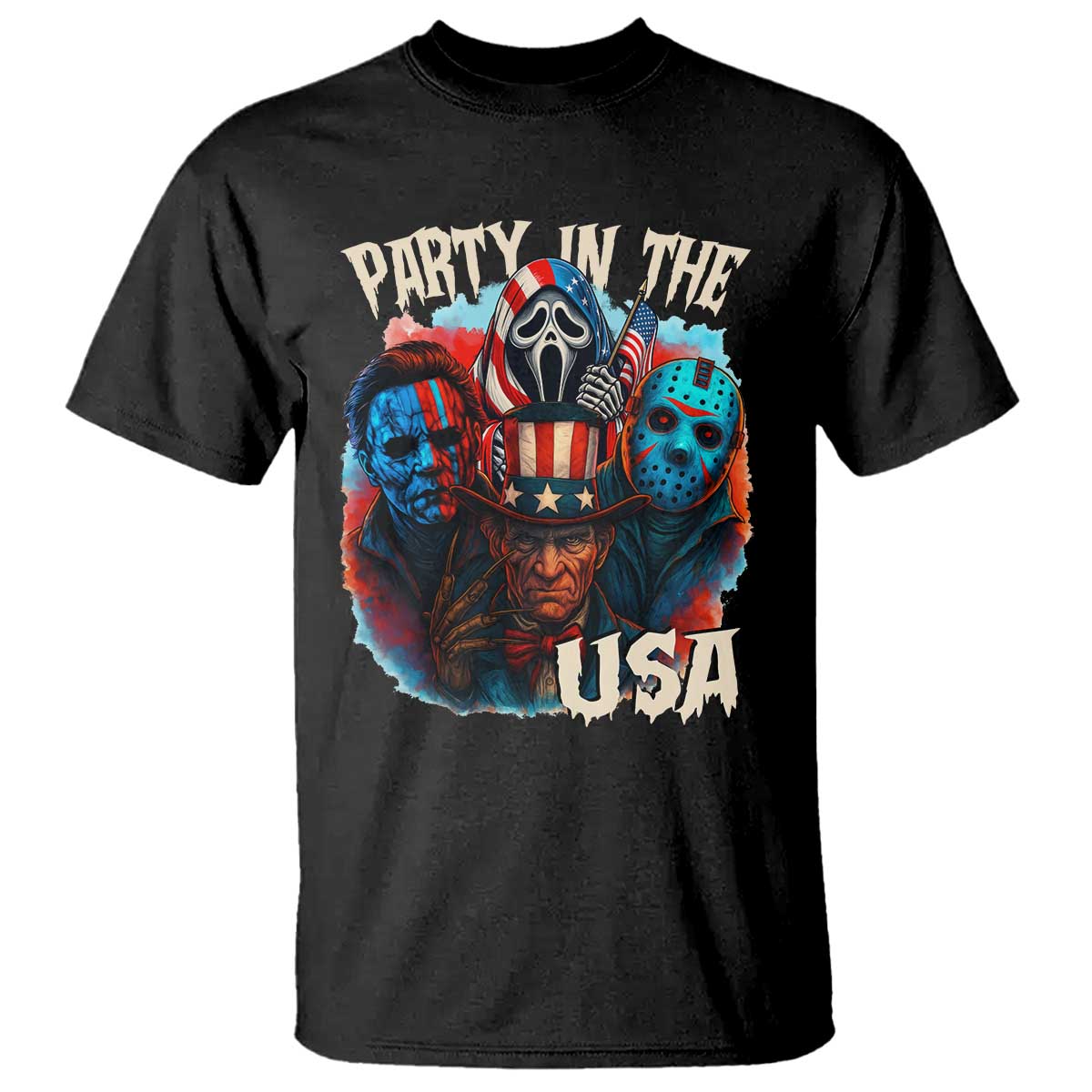Funny Creepy 4th Of July Party In The USA T Shirt 4th Of July Horror Movie Independence Day - Wonder Print Shop