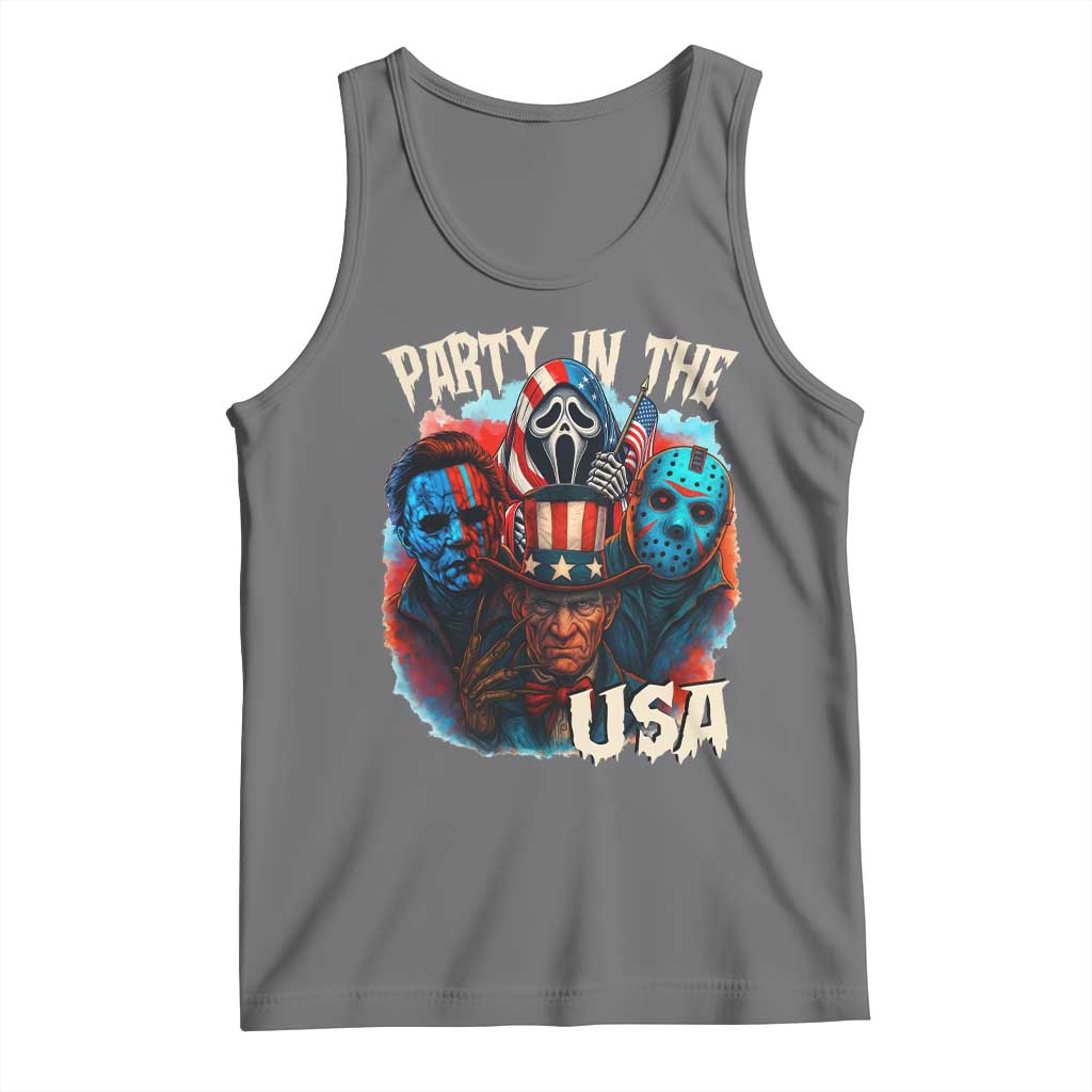 Funny Creepy 4th Of July Party In The USA Tank Top 4th Of July Horror Movie Independence Day - Wonder Print Shop