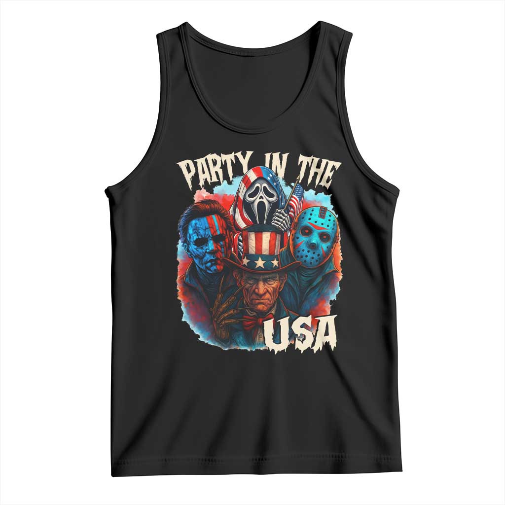 Funny Creepy 4th Of July Party In The USA Tank Top 4th Of July Horror Movie Independence Day - Wonder Print Shop