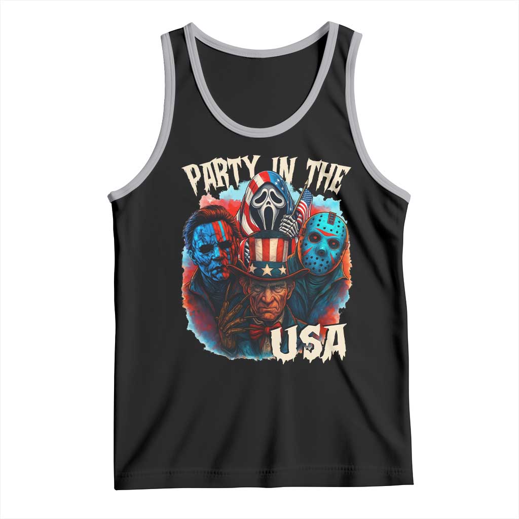 Funny Creepy 4th Of July Party In The USA Tank Top 4th Of July Horror Movie Independence Day - Wonder Print Shop