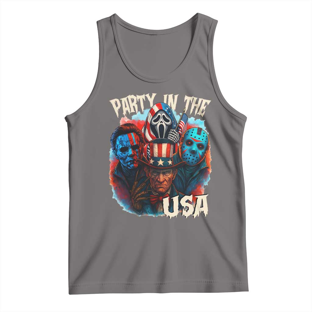 Funny Creepy 4th Of July Party In The USA Tank Top 4th Of July Horror Movie Independence Day - Wonder Print Shop
