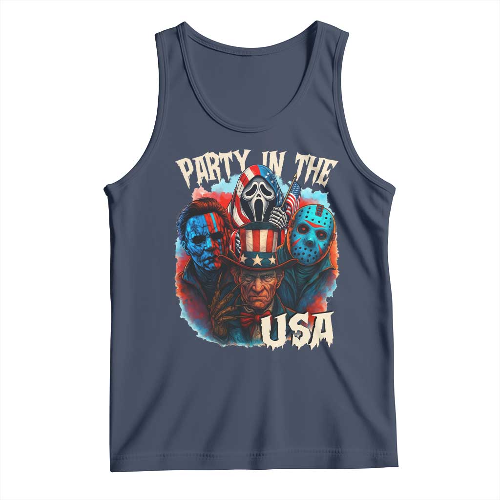 Funny Creepy 4th Of July Party In The USA Tank Top 4th Of July Horror Movie Independence Day - Wonder Print Shop