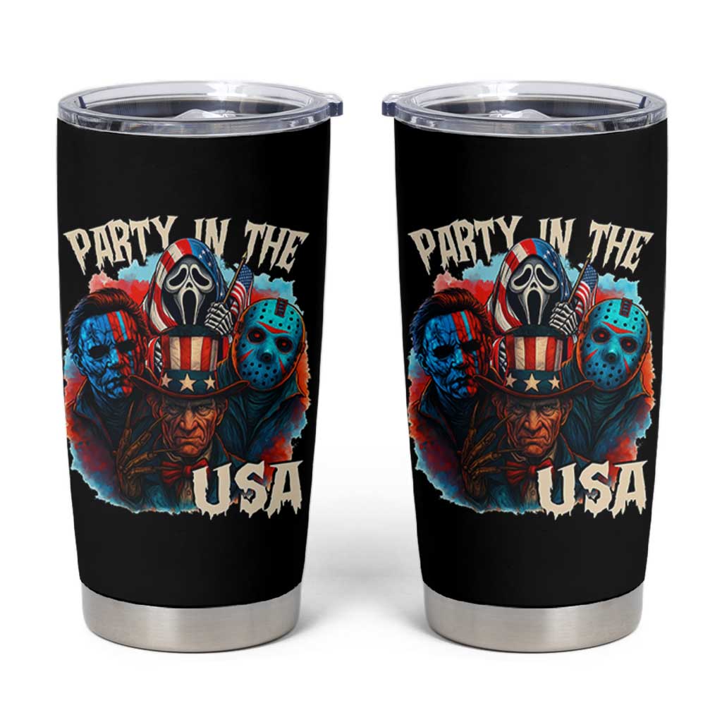 Funny Creepy 4th Of July Party In The USA Tumbler Cup 4th Of July Horror Movie Independence Day - Wonder Print Shop