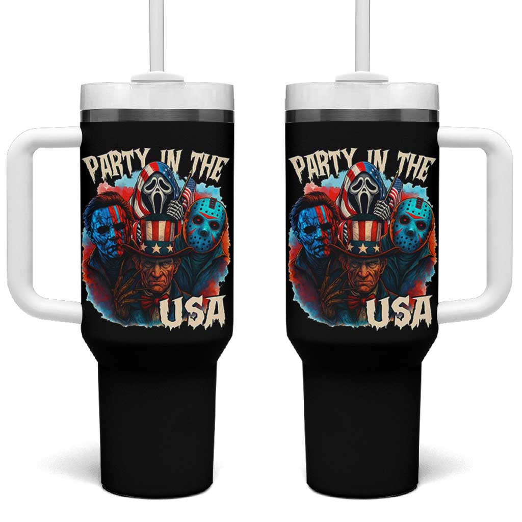 Funny Creepy 4th Of July Party In The USA Tumbler With Handle 4th Of July Horror Movie Independence Day - Wonder Print Shop
