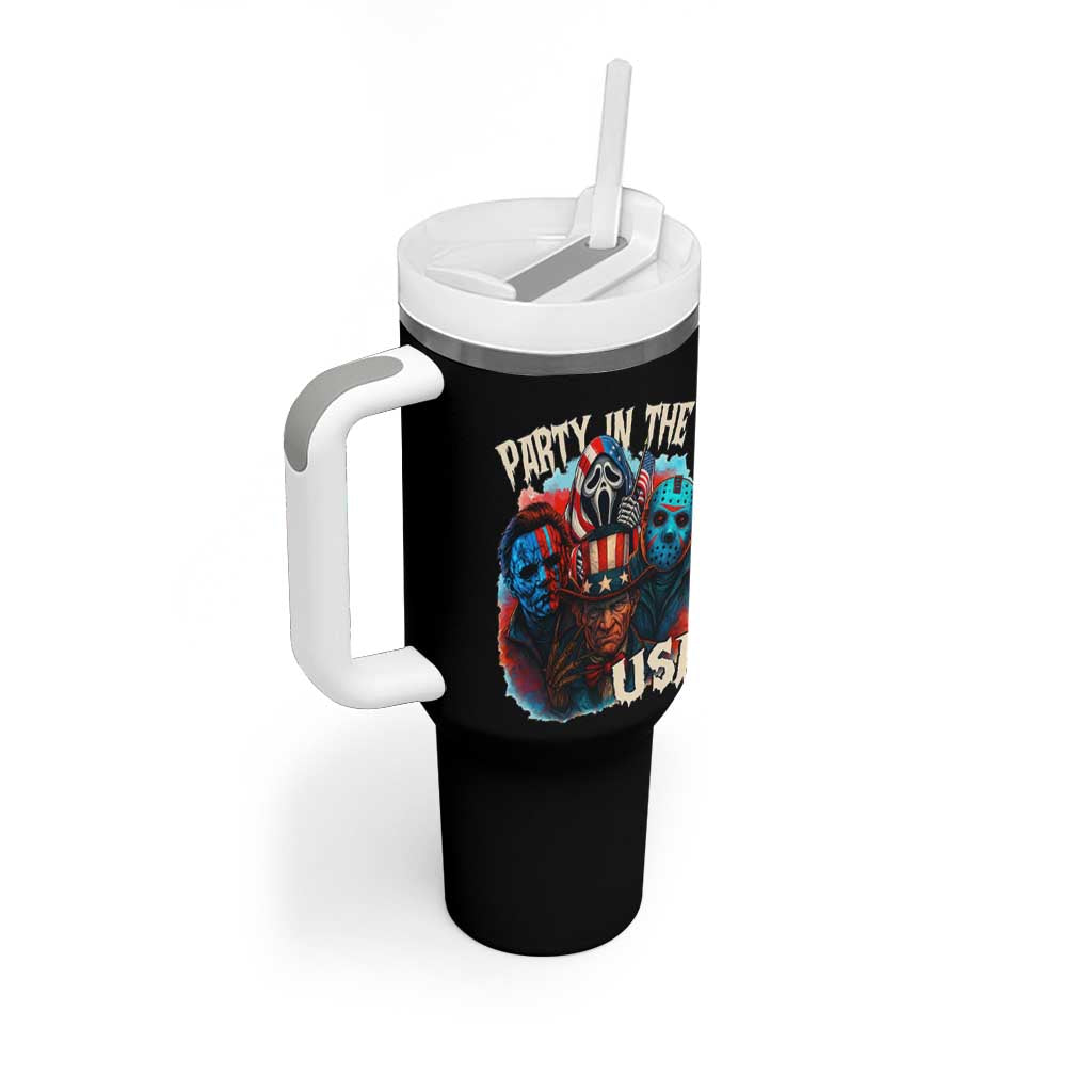 Funny Creepy 4th Of July Party In The USA Tumbler With Handle 4th Of July Horror Movie Independence Day - Wonder Print Shop