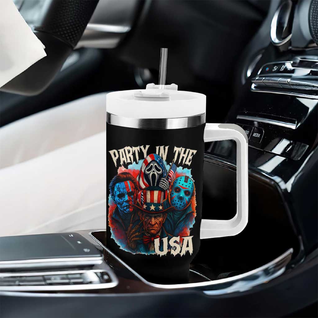 Funny Creepy 4th Of July Party In The USA Tumbler With Handle 4th Of July Horror Movie Independence Day - Wonder Print Shop