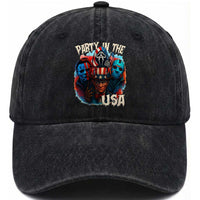 Funny Creepy 4th Of July Party In The USA Washed Cotton Baseball Cap 4th Of July Horror Movie Independence Day