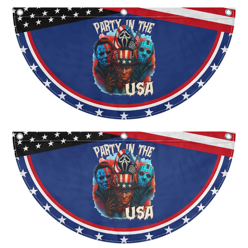 Funny Creepy 4th Of July Party In The USA Patriotic Fan Flag 4th Of July Horror Movie Independence Day