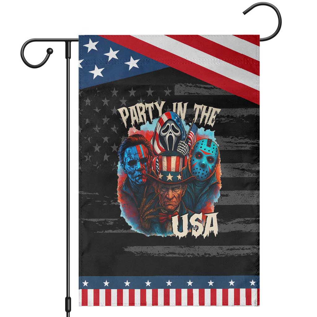 Funny Creepy 4th Of July Party In The USA Garden Flag 4th Of July Horror Movie Independence Day