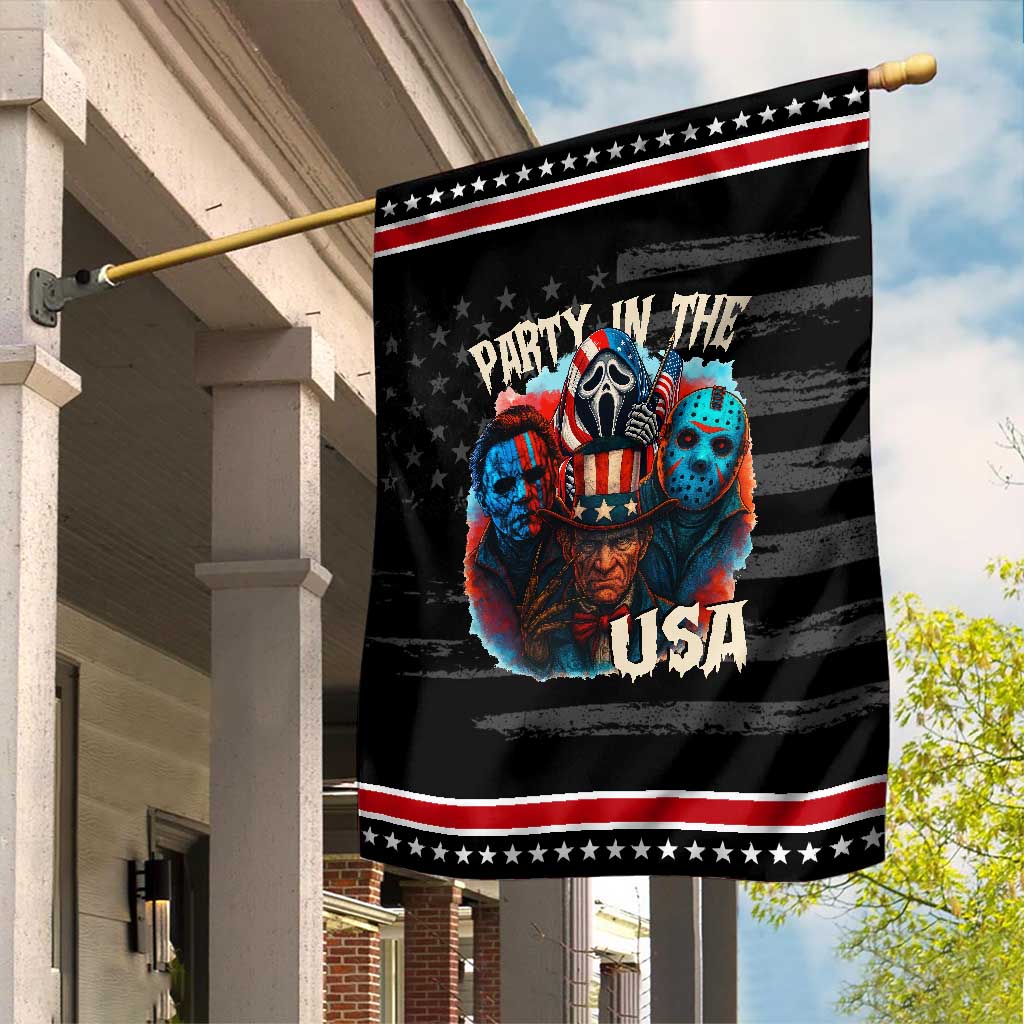 Funny Creepy 4th Of July Party In The USA Garden Flag 4th Of July Horror Movie Independence Day