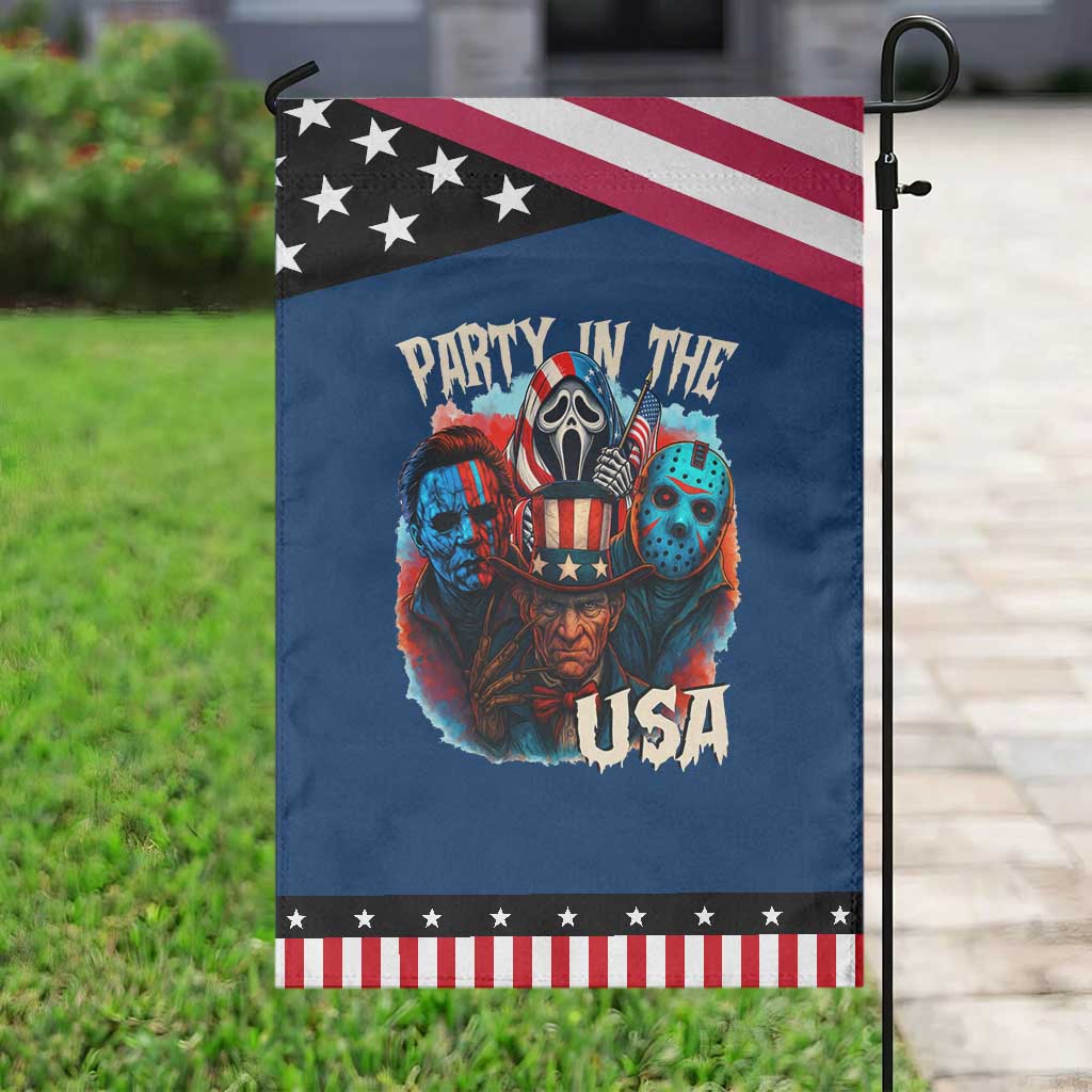 Funny Creepy 4th Of July Party In The USA Garden Flag 4th Of July Horror Movie Independence Day