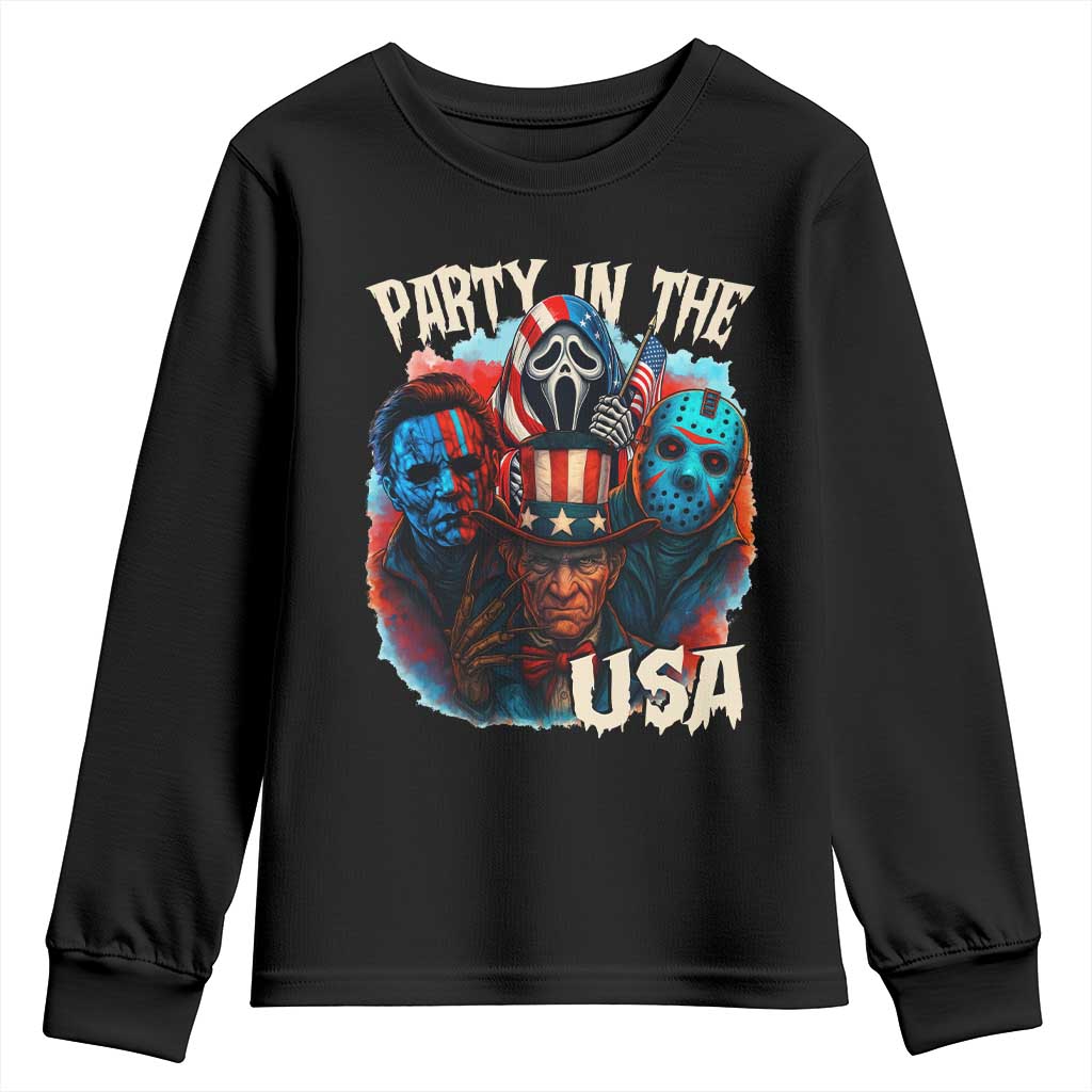 Funny Creepy 4th Of July Party In The USA Youth Sweatshirt 4th Of July Horror Movie Independence Day - Wonder Print Shop