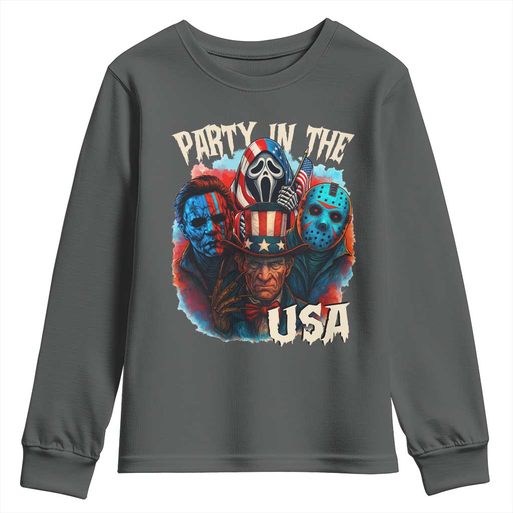 Funny Creepy 4th Of July Party In The USA Youth Sweatshirt 4th Of July Horror Movie Independence Day - Wonder Print Shop