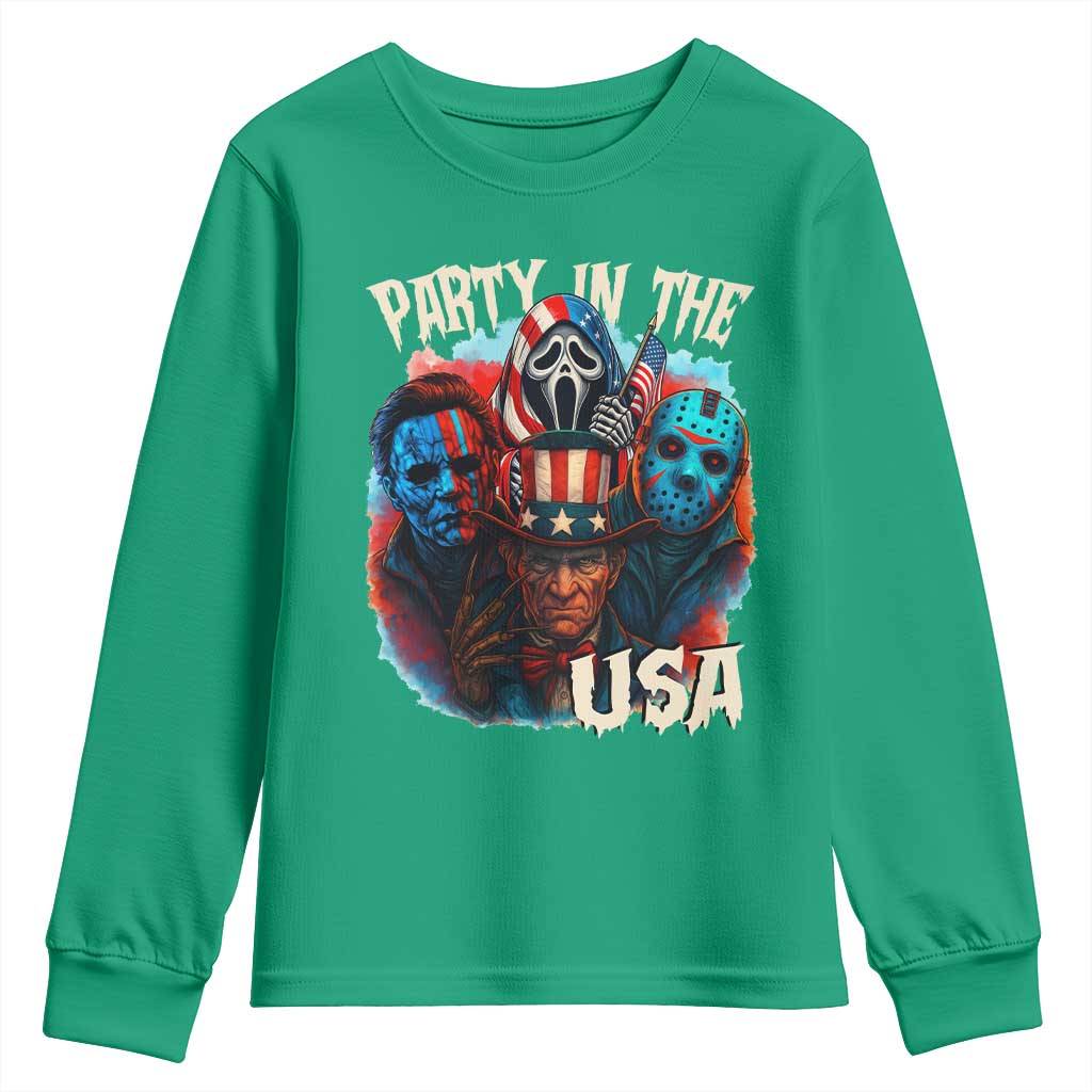 Funny Creepy 4th Of July Party In The USA Youth Sweatshirt 4th Of July Horror Movie Independence Day - Wonder Print Shop