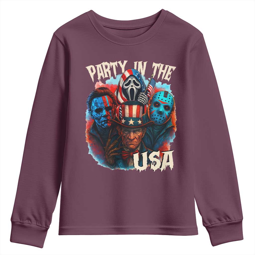 Funny Creepy 4th Of July Party In The USA Youth Sweatshirt 4th Of July Horror Movie Independence Day - Wonder Print Shop