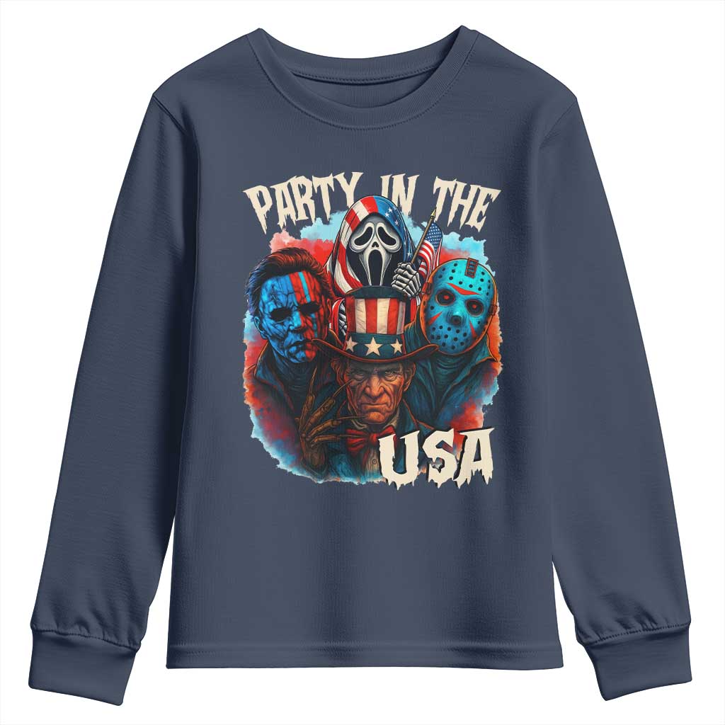 Funny Creepy 4th Of July Party In The USA Youth Sweatshirt 4th Of July Horror Movie Independence Day - Wonder Print Shop