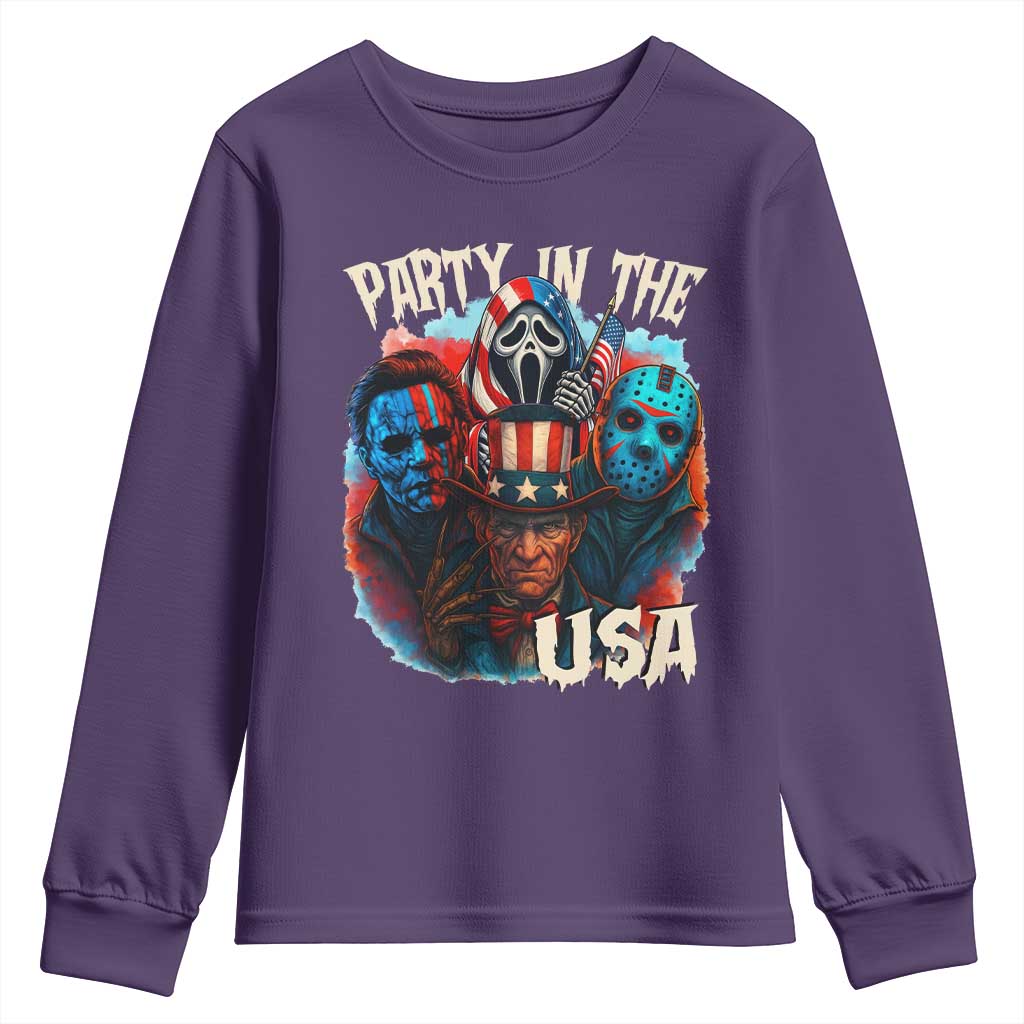 Funny Creepy 4th Of July Party In The USA Youth Sweatshirt 4th Of July Horror Movie Independence Day - Wonder Print Shop