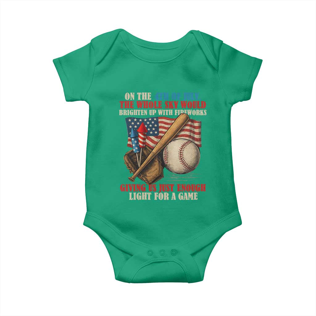 Funny 4th Of July Baseball Baby Onesie The Whole Sky Would Brighten Up With Fireworks Giving Us Light For A Game - Wonder Print Shop