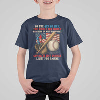 Funny 4th Of July Baseball T Shirt For Kid The Whole Sky Would Brighten Up With Fireworks Giving Us Light For A Game - Wonder Print Shop