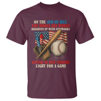Funny 4th Of July Baseball T Shirt The Whole Sky Would Brighten Up With Fireworks Giving Us Light For A Game - Wonder Print Shop