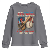 Funny 4th Of July Baseball Youth Sweatshirt The Whole Sky Would Brighten Up With Fireworks Giving Us Light For A Game - Wonder Print Shop