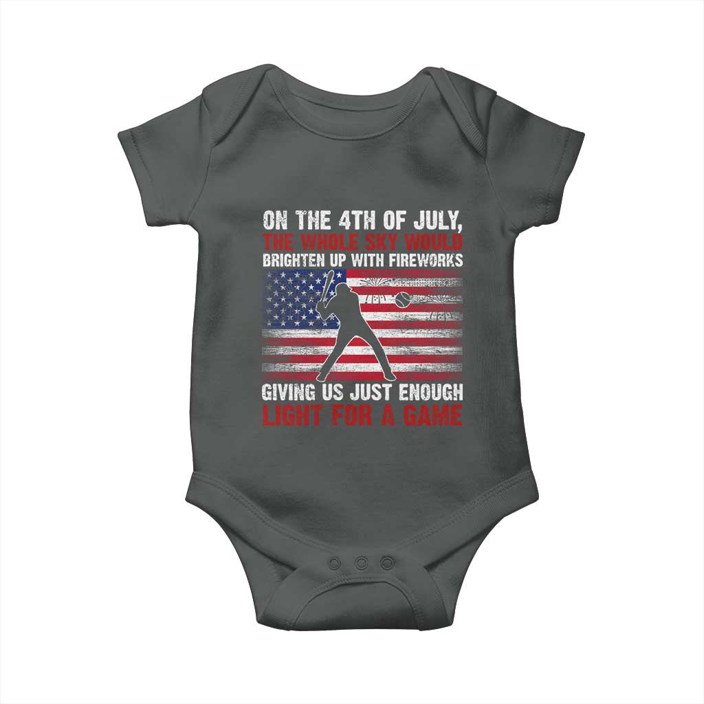 Funny 4th Of July Baseball Baby Onesie The Whole Sky Would Brighten Up With Fireworks American Flag - Wonder Print Shop