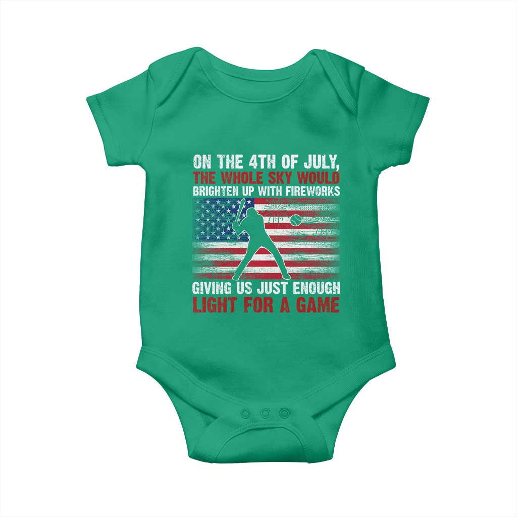Funny 4th Of July Baseball Baby Onesie The Whole Sky Would Brighten Up With Fireworks American Flag - Wonder Print Shop
