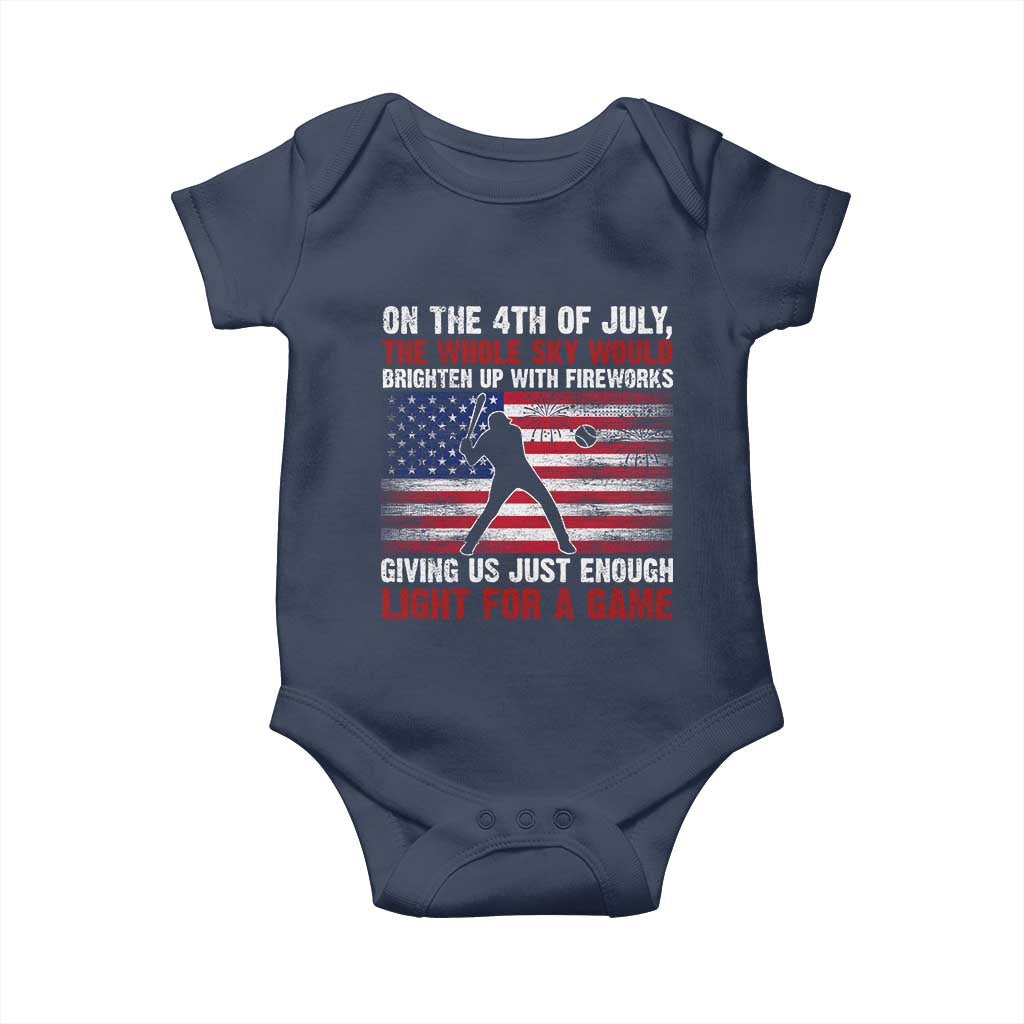 Funny 4th Of July Baseball Baby Onesie The Whole Sky Would Brighten Up With Fireworks American Flag - Wonder Print Shop