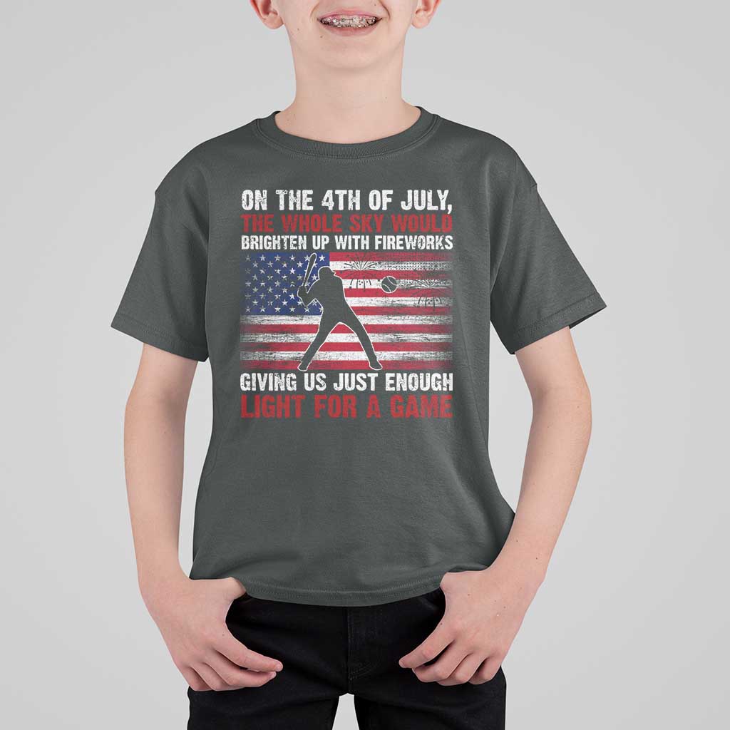Funny 4th Of July Baseball T Shirt For Kid The Whole Sky Would Brighten Up With Fireworks American Flag - Wonder Print Shop