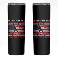 Funny 4th Of July Baseball Skinny Tumbler The Whole Sky Would Brighten Up With Fireworks American Flag - Wonder Print Shop