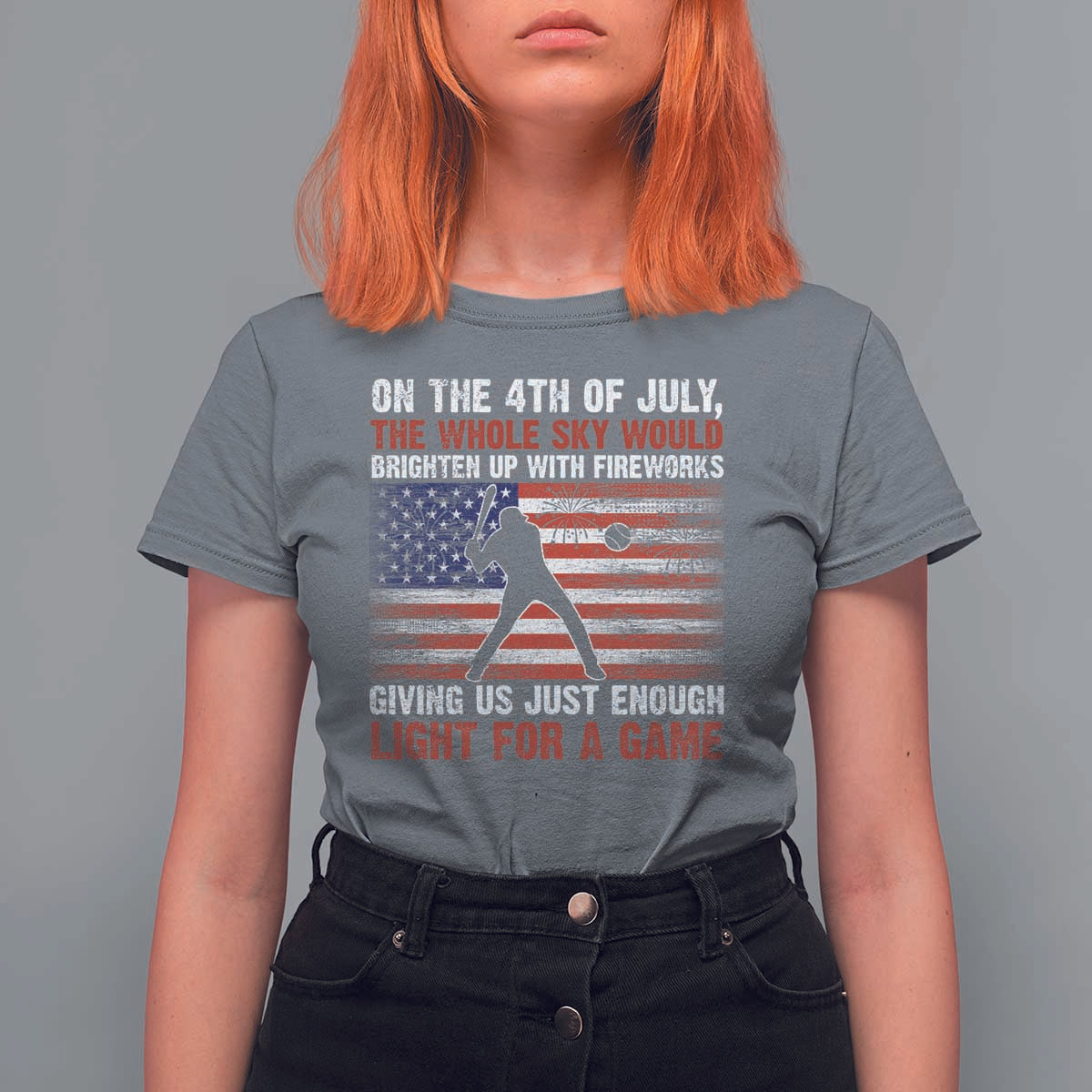 Funny 4th Of July Baseball T Shirt For Women The Whole Sky Would Brighten Up With Fireworks American Flag - Wonder Print Shop