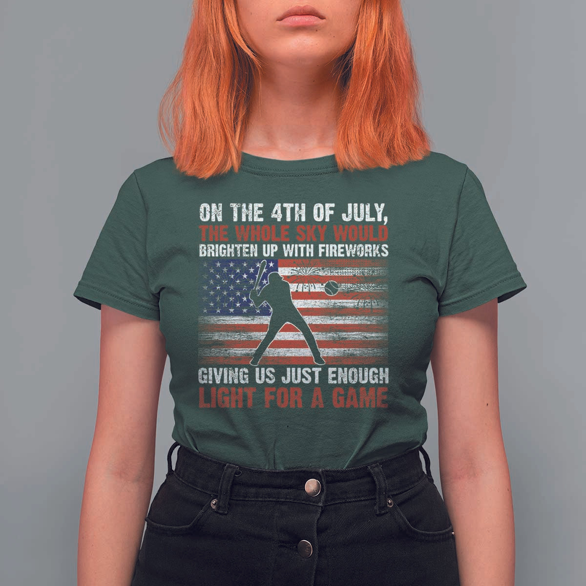Funny 4th Of July Baseball T Shirt For Women The Whole Sky Would Brighten Up With Fireworks American Flag - Wonder Print Shop