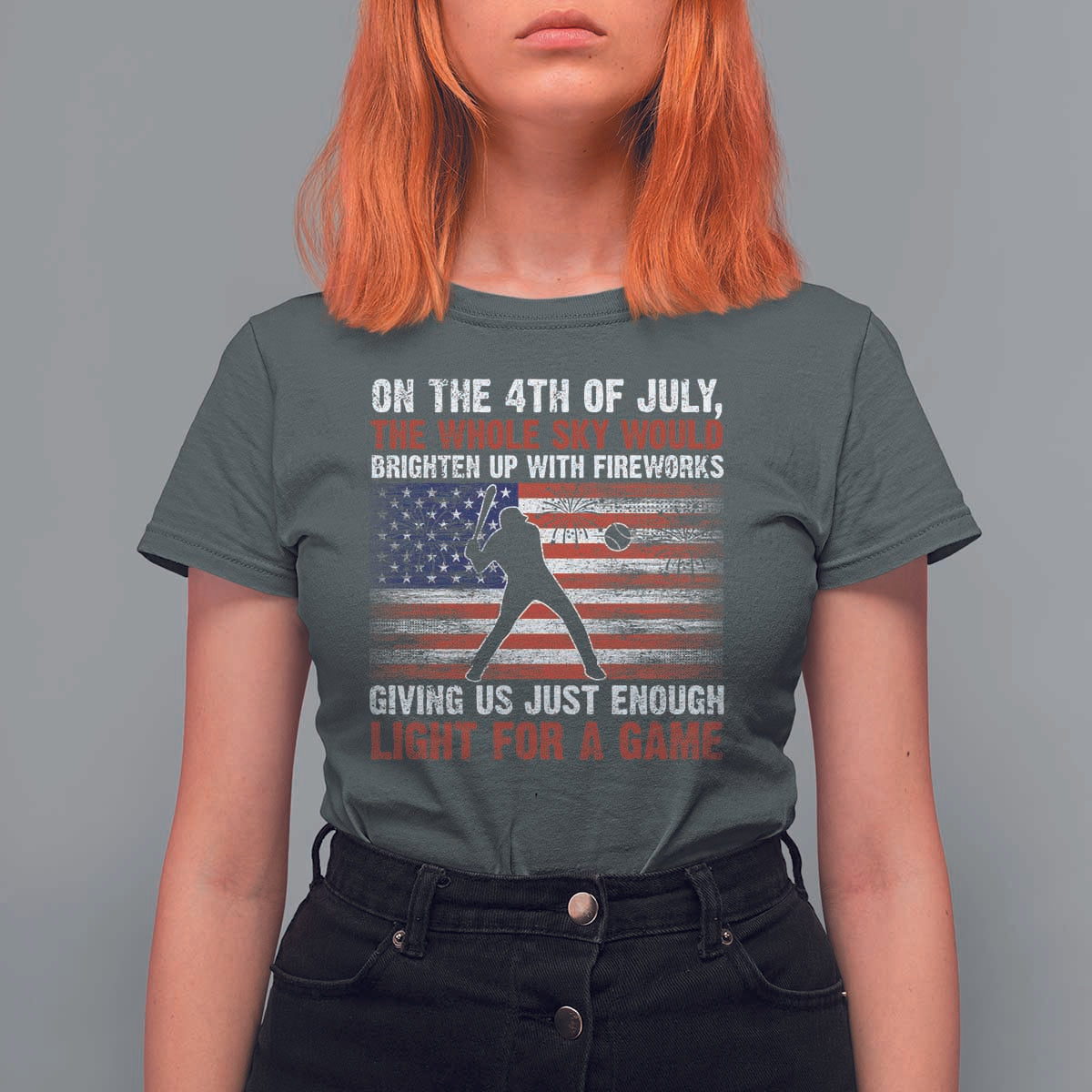 Funny 4th Of July Baseball T Shirt For Women The Whole Sky Would Brighten Up With Fireworks American Flag - Wonder Print Shop