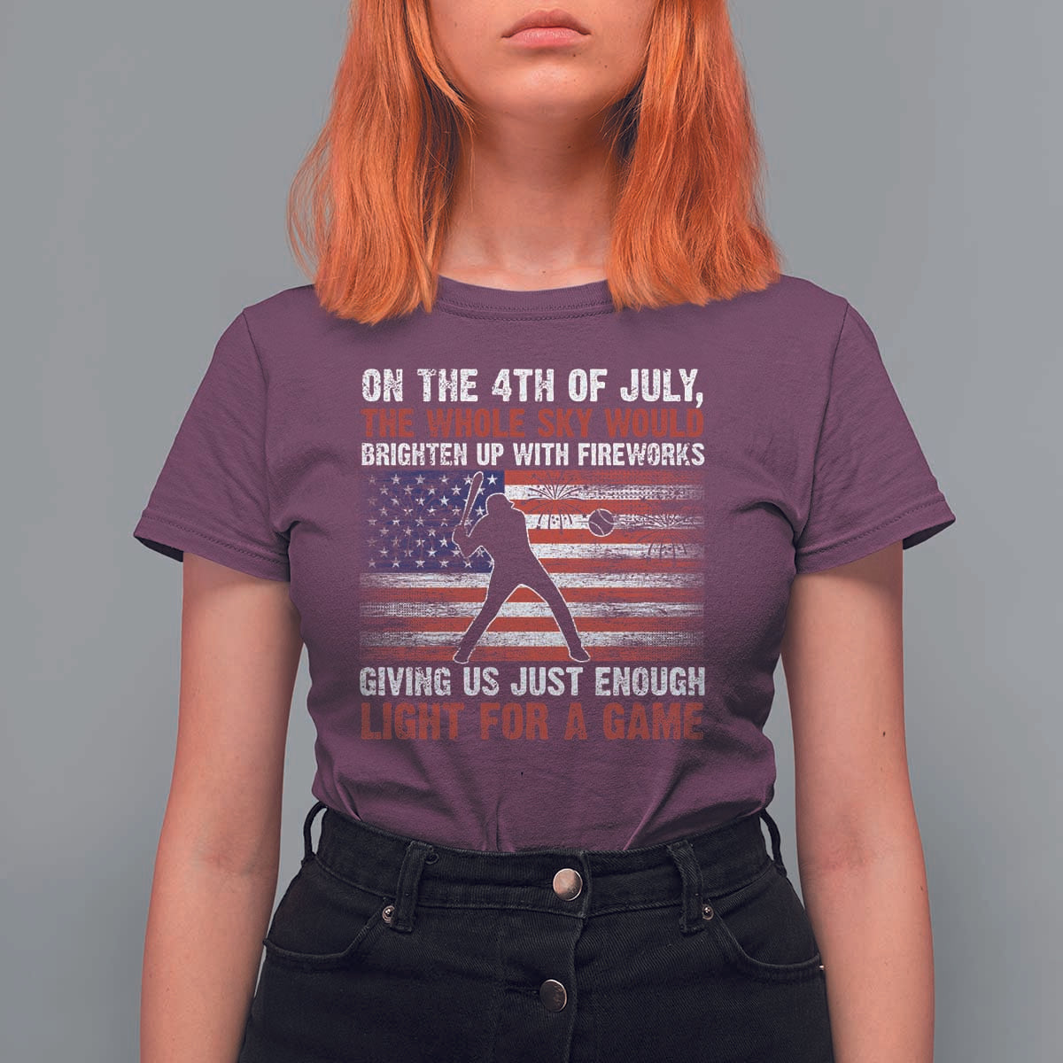 Funny 4th Of July Baseball T Shirt For Women The Whole Sky Would Brighten Up With Fireworks American Flag - Wonder Print Shop