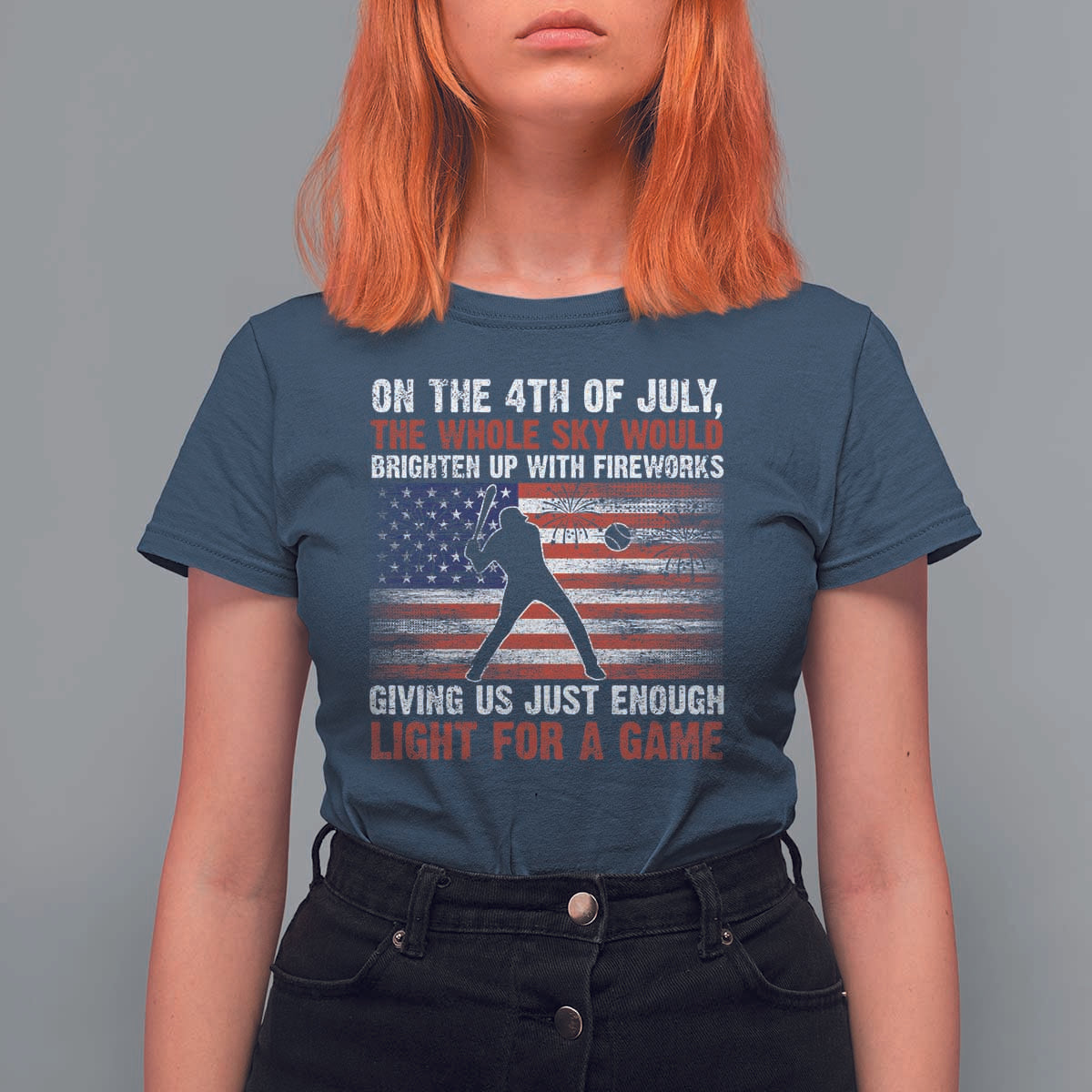 Funny 4th Of July Baseball T Shirt For Women The Whole Sky Would Brighten Up With Fireworks American Flag - Wonder Print Shop