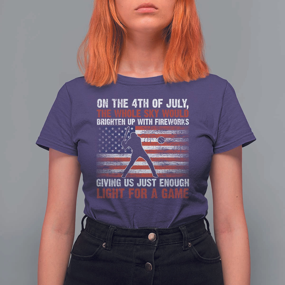 Funny 4th Of July Baseball T Shirt For Women The Whole Sky Would Brighten Up With Fireworks American Flag - Wonder Print Shop
