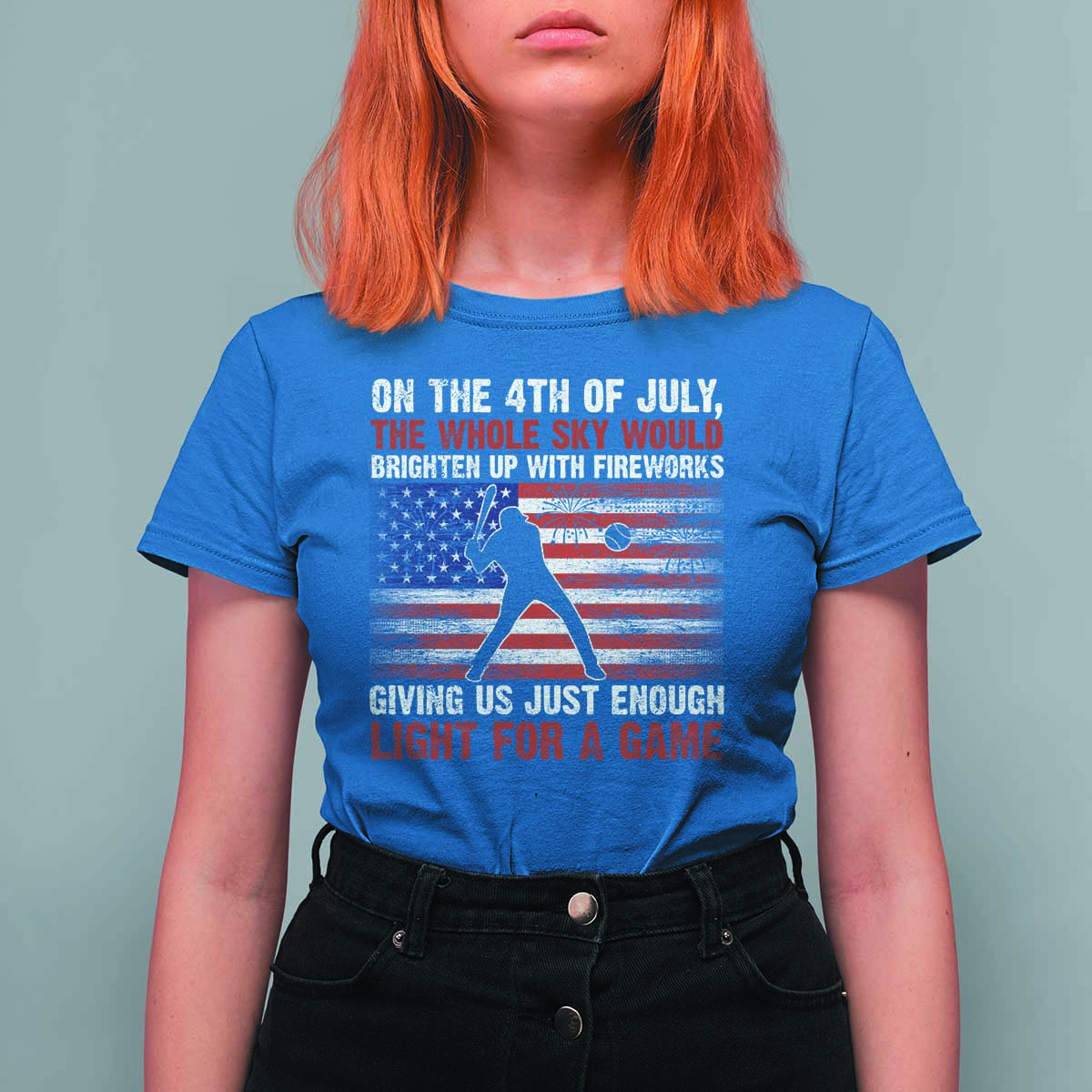 Funny 4th Of July Baseball T Shirt For Women The Whole Sky Would Brighten Up With Fireworks American Flag - Wonder Print Shop