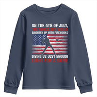 Funny 4th Of July Baseball Youth Sweatshirt The Whole Sky Would Brighten Up With Fireworks American Flag - Wonder Print Shop