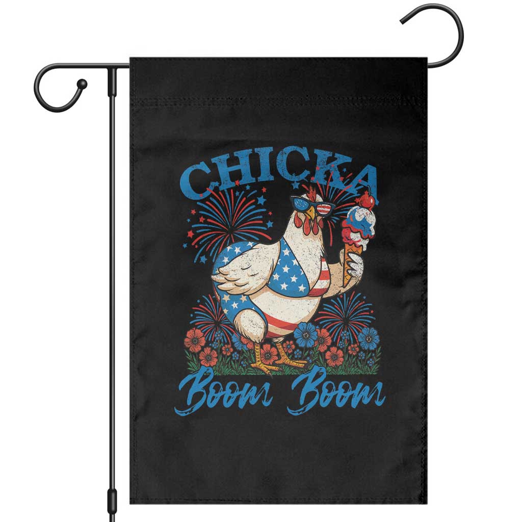 Funny Chicka Boom Boom 4th Of July Garden Flag Patriotic Farmers Chicken Lover - Wonder Print Shop