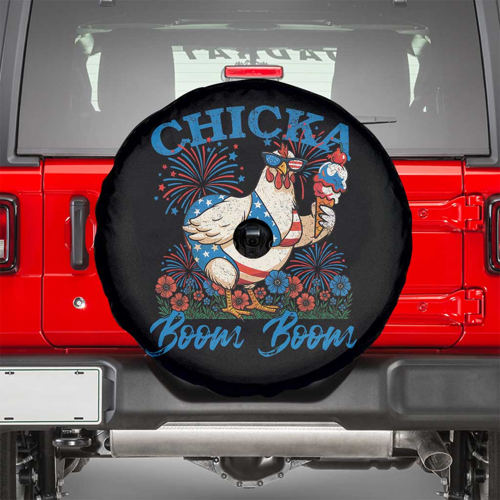 Funny Chicka Boom Boom 4th Of July Spare Tire Cover Patriotic Farmers Chicken Lover - Wonder Print Shop