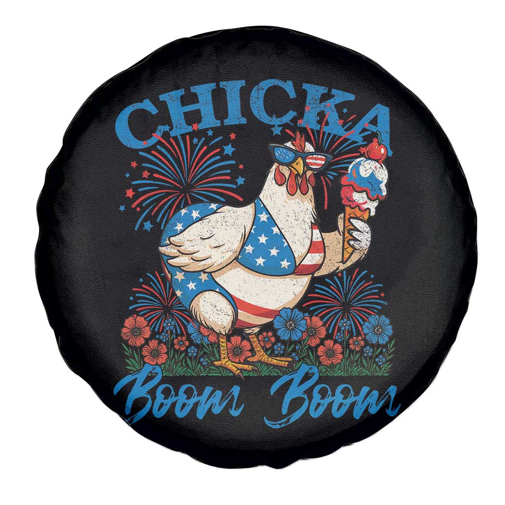 Funny Chicka Boom Boom 4th Of July Spare Tire Cover Patriotic Farmers Chicken Lover - Wonder Print Shop