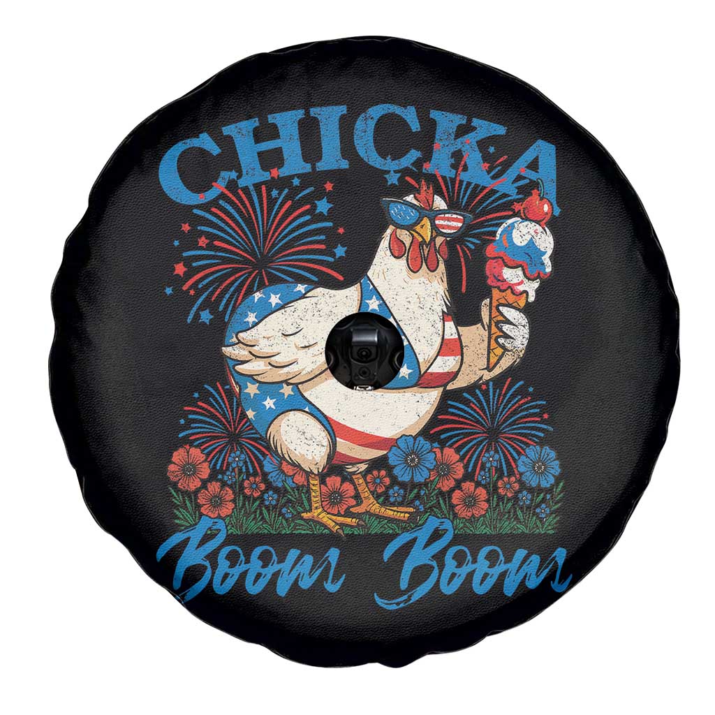 Funny Chicka Boom Boom 4th Of July Spare Tire Cover Patriotic Farmers Chicken Lover - Wonder Print Shop